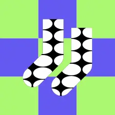 grafika zielono-niebieska ze skarpetkami